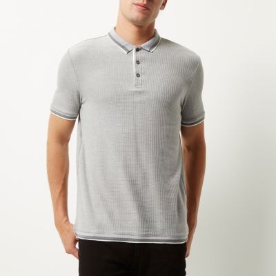 Grey jacquard polo shirt